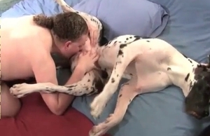 Incredible doggie is having some bestial fun with a blonde girl