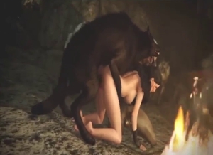 Bestiality sex with a wolf-fucking lady cumming